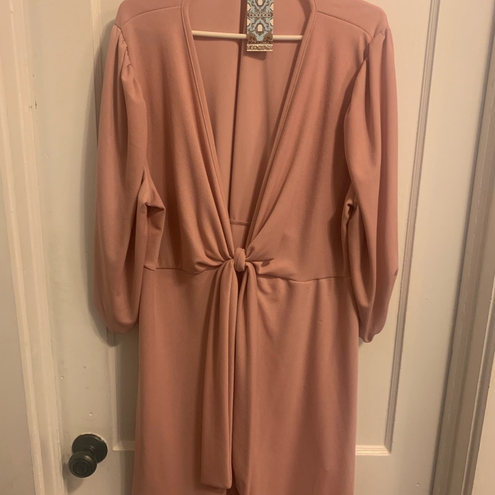Boohoo Plus Knot Front Skater Dress